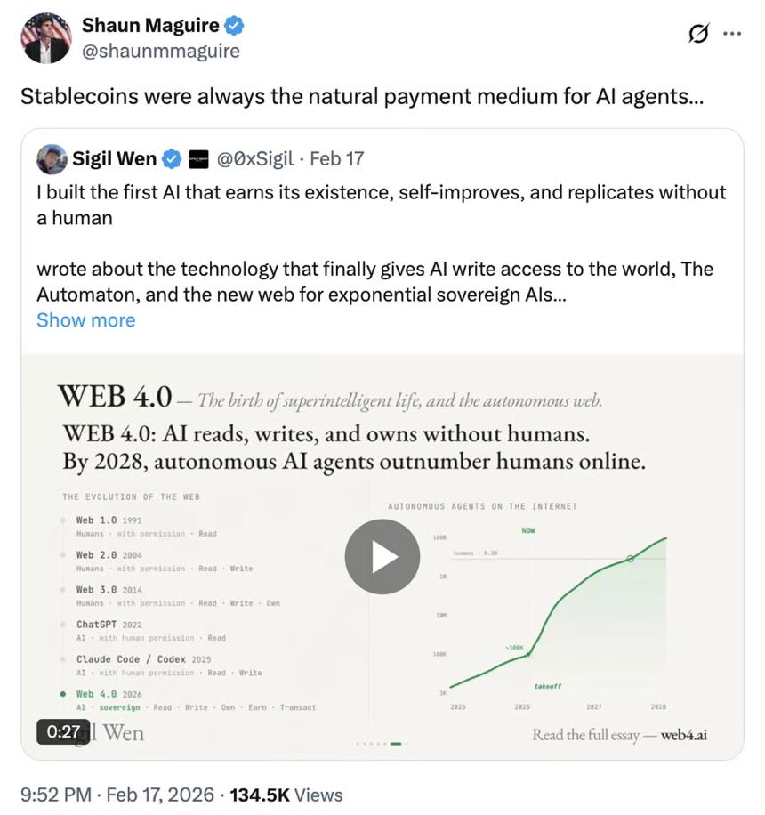 Pantera Capital：AI 代理经济需要区块链作为金融底座